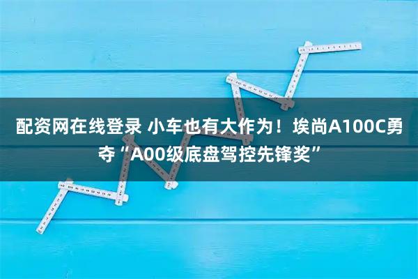 配资网在线登录 小车也有大作为！埃尚A100C勇夺“A00级底盘驾控先锋奖”